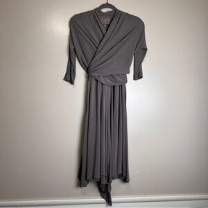 Costello Tagliapietra Grey Gorgeous Designer Wrap Style Dress Size 2, EUC